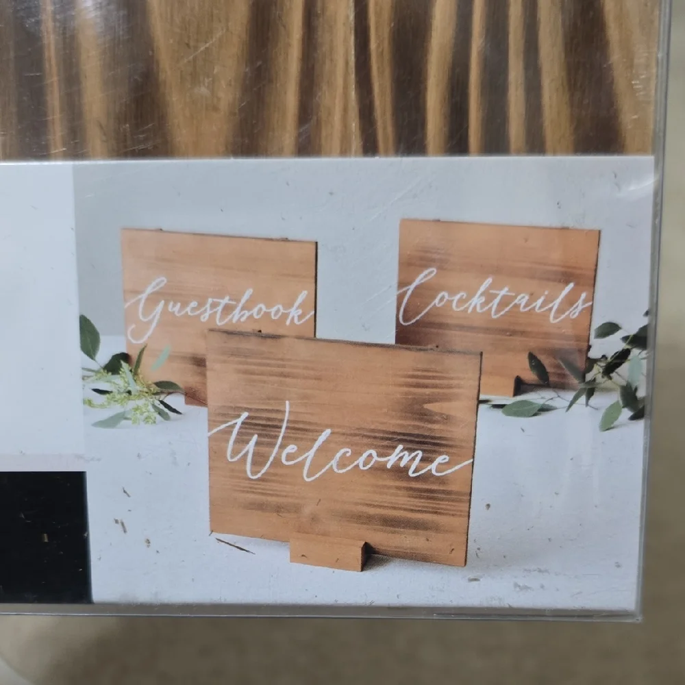 Wedding Reception Wooden Signs Set - 3 Pieces With Base